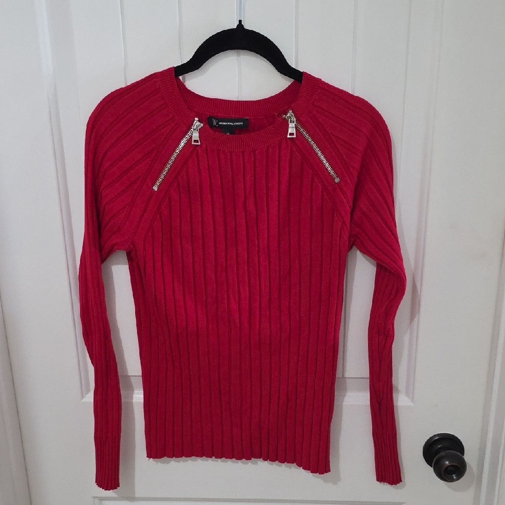 INC International Concepts Vibrant Red Ribbed Sweater